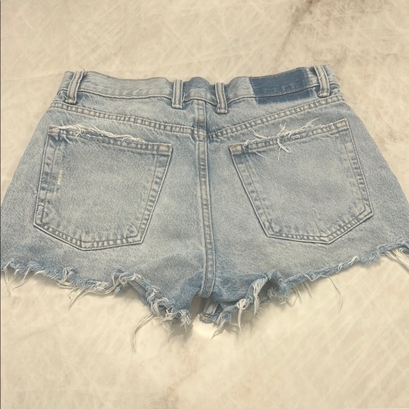 Zara Blue Jean Shorts Distressed High-Waisted - Picture 2 of 2
